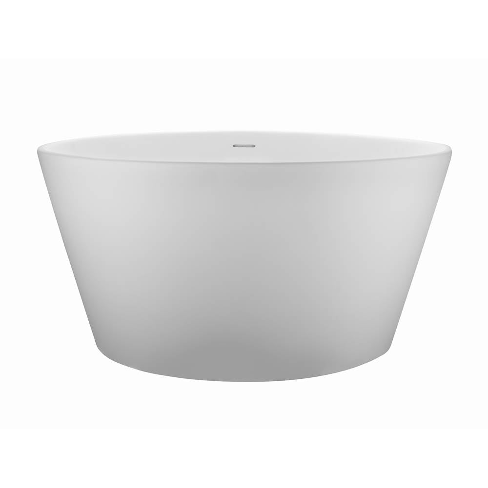 MTI Baths - HALO SCULPTURESTONE FREESTANDING ROUND ROLLED TOP RIM SOAKER- GLOSS WHITE (52 X52) - Gloss White