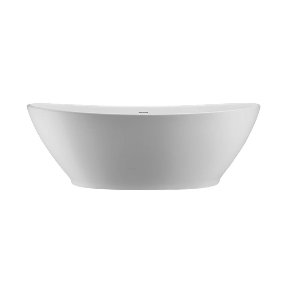 MTI Baths - ELISE SCULPTURESTONE FREESTANDING INTEGRAL PEDESTAL SOAKER - GLOSS WHITE (73.25X42.5) - Gloss White