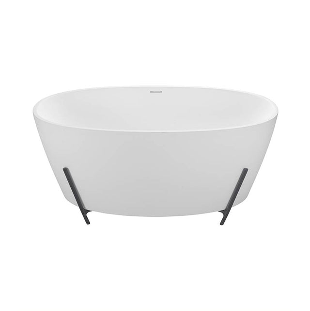 MTI Baths - ELENA SCULPTURESTONE FREESTANDING ROLLED RIM W/CRADLE SOAKER - GLOSS WHITE (58X32) - Gloss White