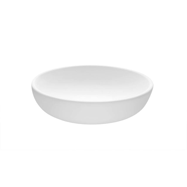 MTI Baths - LUNA 1 SCULPTURESTONE VESSEL FLAT RIM - GLOSS WHITE (13.75) - Gloss White