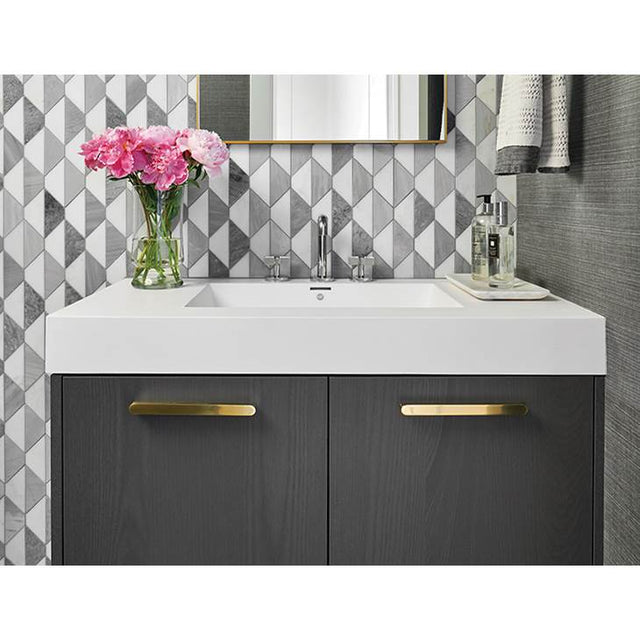 MTI Baths - PETRA 4 SCULPTURESTONE COUNTER SINK DOUBLE BOWL  UP TO 68''- GLOSS WHITE - Gloss White