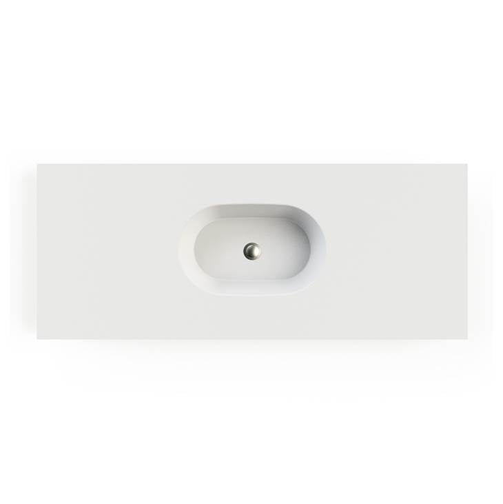 MTI Baths - LEONA 1 SCULPTURESTONE COUNTER SINK SINGLE BOWL  UP TO 80''- GLOSS WHITE - Gloss White