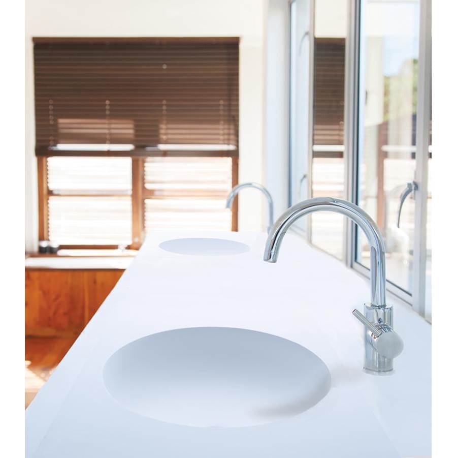 MTI Baths - LUNA 2 SCULPTURESTONE COUNTER SINK DOUBLE BOWL  UP TO 74''- GLOSS WHITE - Gloss White