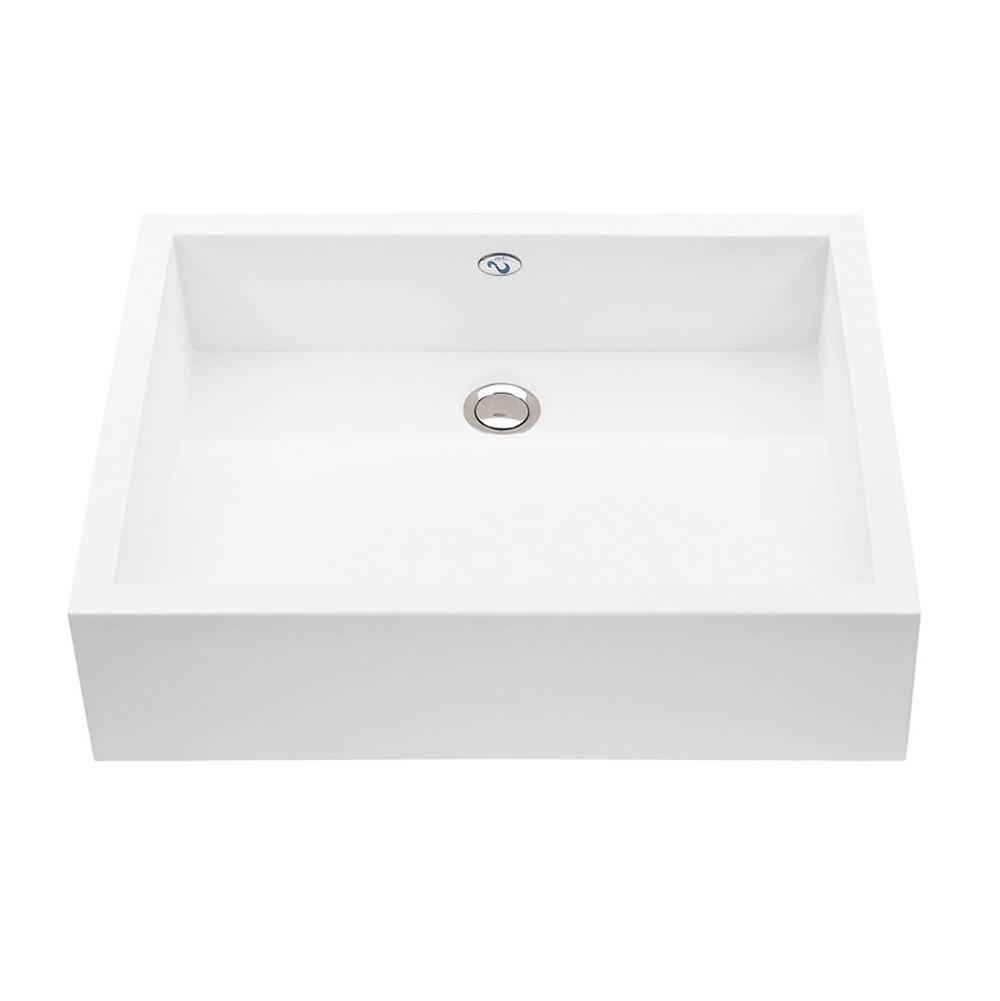 MTI Baths - WYMARA 1 SCULPTURESTONE VESSEL DRAIN COVER - MATTE WHITE (20X16) - White Matte
