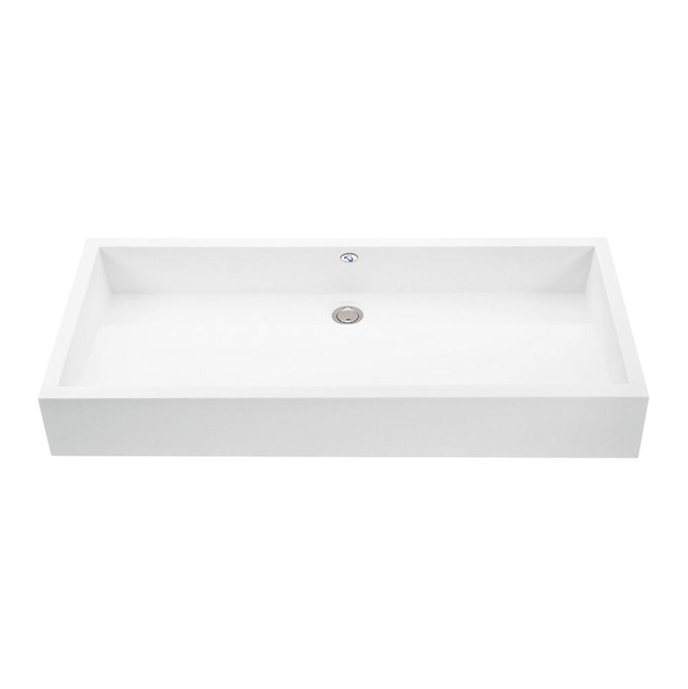 MTI Baths - WYMARA 2 SCULPTURESTONE VESSEL DRAIN COVER - MATTE WHITE (35.5X15.75) - White Matte