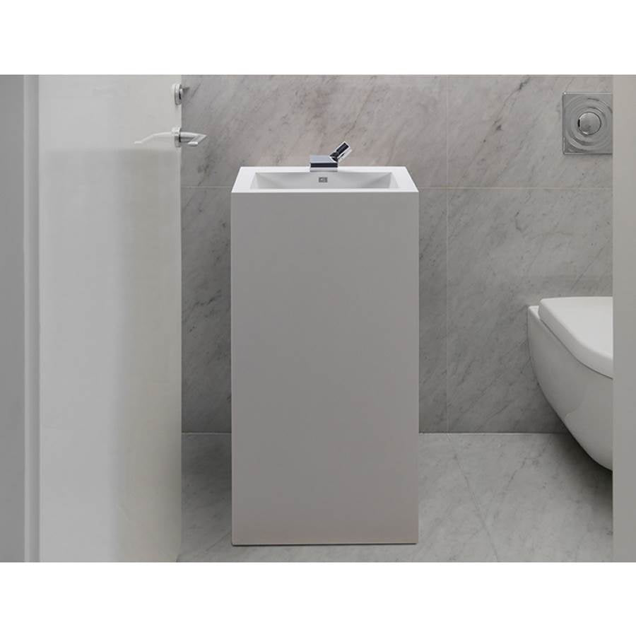 MTI Baths - PETRA SCULPTURESTONE PEDESTAL SINK - MATTE WHITE (19X17) - White Matte