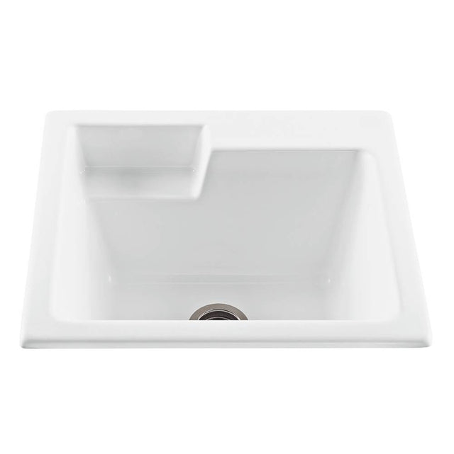 MTI Baths - BASICS ACRYLIC CXL LAUNDRY SINGLE BOWL WASHBOARD FRONT - WHITE (25X22) - White