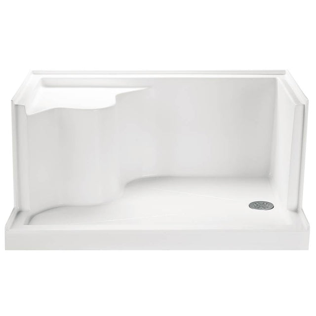 MTI Baths - 4832 ACRYLIC CXL LH DRAIN INTEGRAL SEAT/TILE FLANGE - WHITE - White
