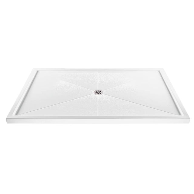 MTI Baths - 5432 ACRYLIC CXL CENTER DRAIN MULTI THRESHOLD - WHITE - White