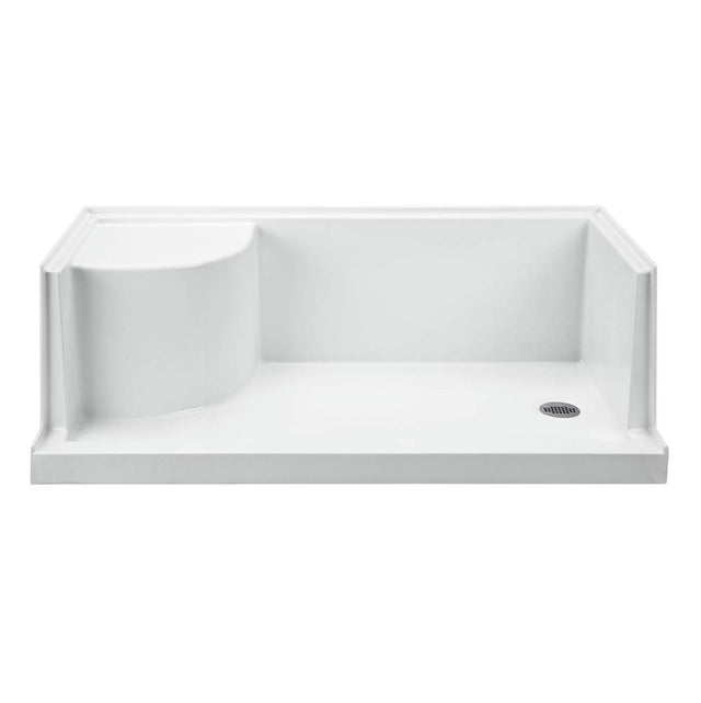 MTI Baths - 6030 ACRYLIC CXL LH DRAIN INTEGRAL SEAT/TILE FLANGE - WHITE - White