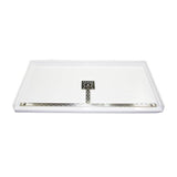 6042 ACRYLIC CXL BARRIER FREE CENTER DRAIN 60'' THRESHOLD 3-SIDED INTEGRAL TILE FLANGE - BISCUIT