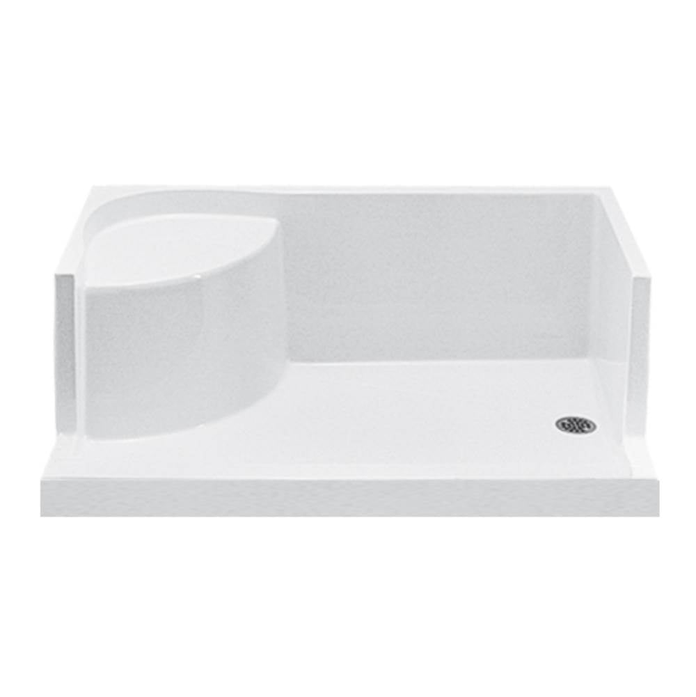 MTI Baths - 6036 ACRYLIC CXL RH DRAIN INTEGRAL SEAT/TILE FLANGE - WHITE - White