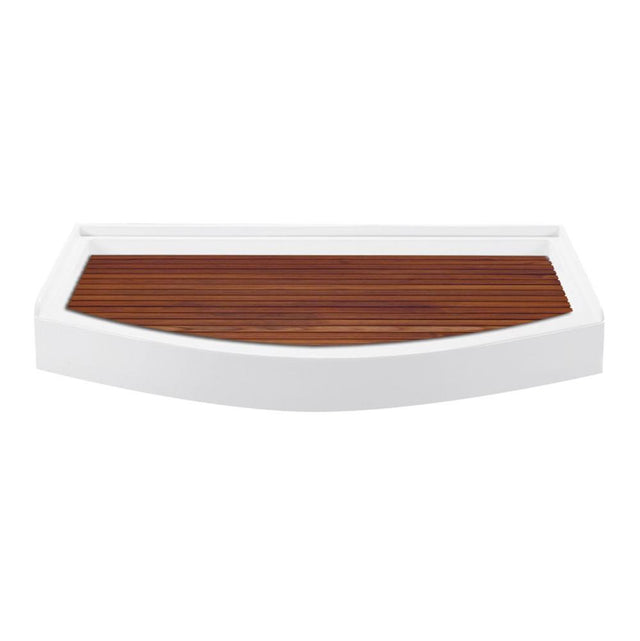 MTI Baths - TEAK SHOWER TRAY FOR MTSB-6027-36 CURVED FRONT