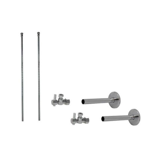 Mountain Plumbing - Lavatory Supply Kit - Mini Lever Handle with 1/4 Turn Ball Valve (MT521-NL) - Angle, Cover Tubes, No Trap - Polished Nickel