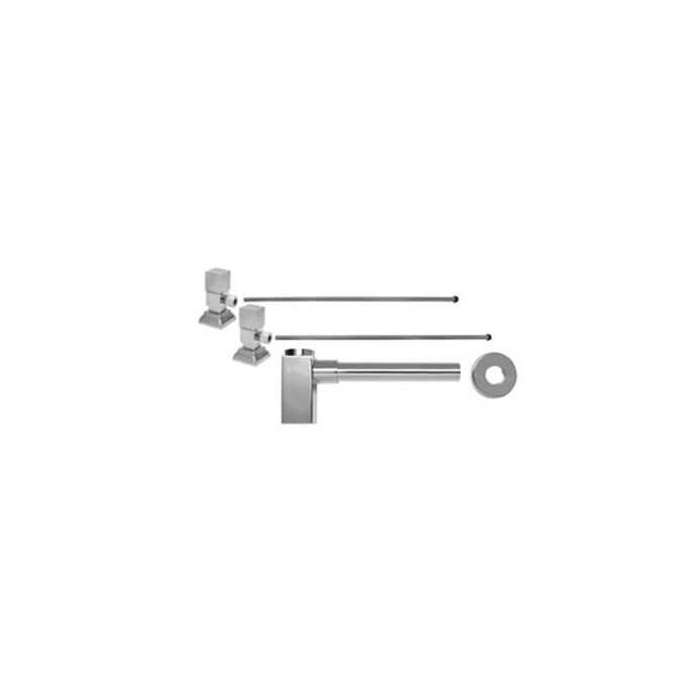 Mountain Plumbing - Lavatory Supply Kit - Contemporary Square Handle with 1/4 Turn Ceramic Disc Cartridge Valve (MT5004-NL) - Angle, Square Bottle Trap - Unlacquered Brass