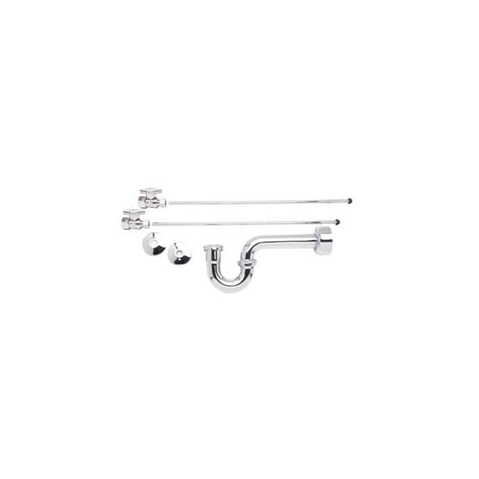 Mountain Plumbing - Lavatory Supply Kit - Brass Oval Handle with 1/4 Turn Ball Valve (MT410-NL) - Straight, P-Trap 1-1/4'' - PVD Brushed Bronze