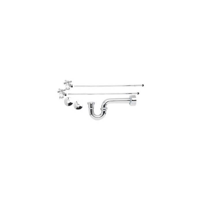 Mountain Plumbing - Lavatory Supply Kit - Brass Cross Handle with 1/4 Turn Ball Valve (MT621-NL) - Angle, P-Trap 1-1/2'' - Satin Gold