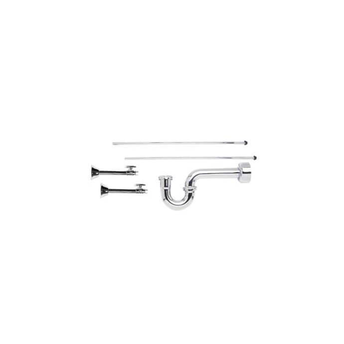 Mountain Plumbing - Lavatory Supply Kit - Brass Oval Handle with 1/4 Turn Ball Valve (MT317-NL) - Straight Sweat, P-Trap 1-1/4'' - Unlacquered Brass