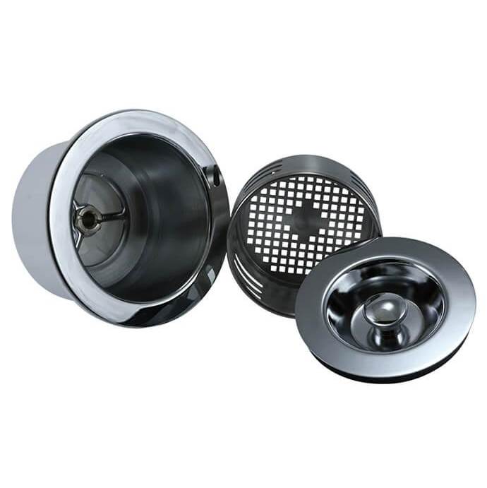 Mountain Plumbing - 3-in-1 1/4 3-1/2'' Kitchen Sink Strainer with Stopper Lid and Lift-Out Basket - Brushed Nickel