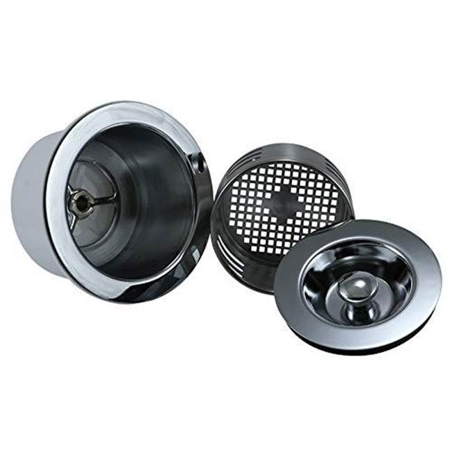Mountain Plumbing - 3-in-1 1/4 3-1/2'' Kitchen Sink Strainer with Stopper Lid and Lift-Out Basket - Polished Chrome