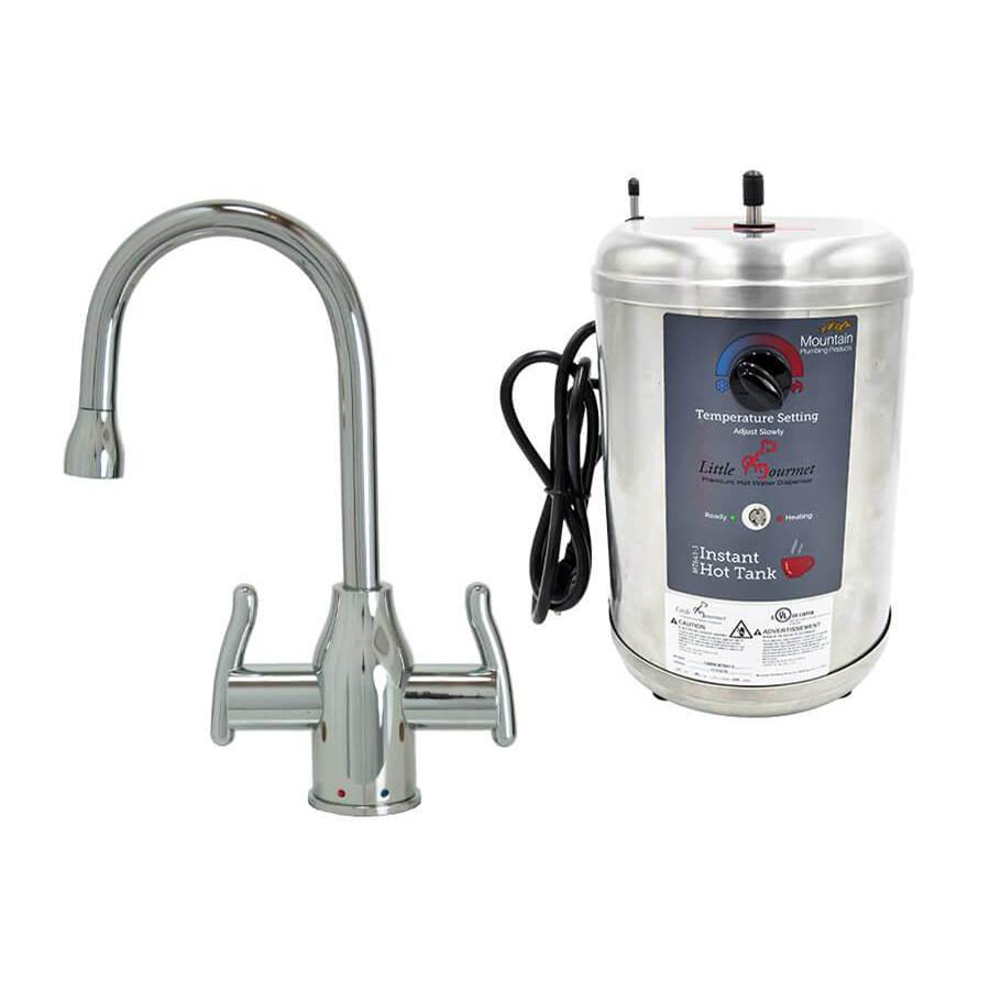 Mountain Plumbing - Hot & Cold Water Faucet with Modern Curved Body & Handles & Little Gourmet Premium Hot Water Tank