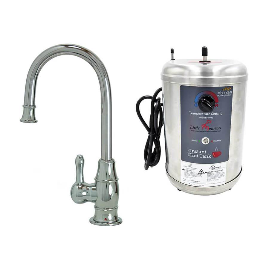 Mountain Plumbing - Hot Water Faucet with Traditional Curved Body & Curved Handle & Little Gourmet Premium Hot Water Tank - Weathered Copper