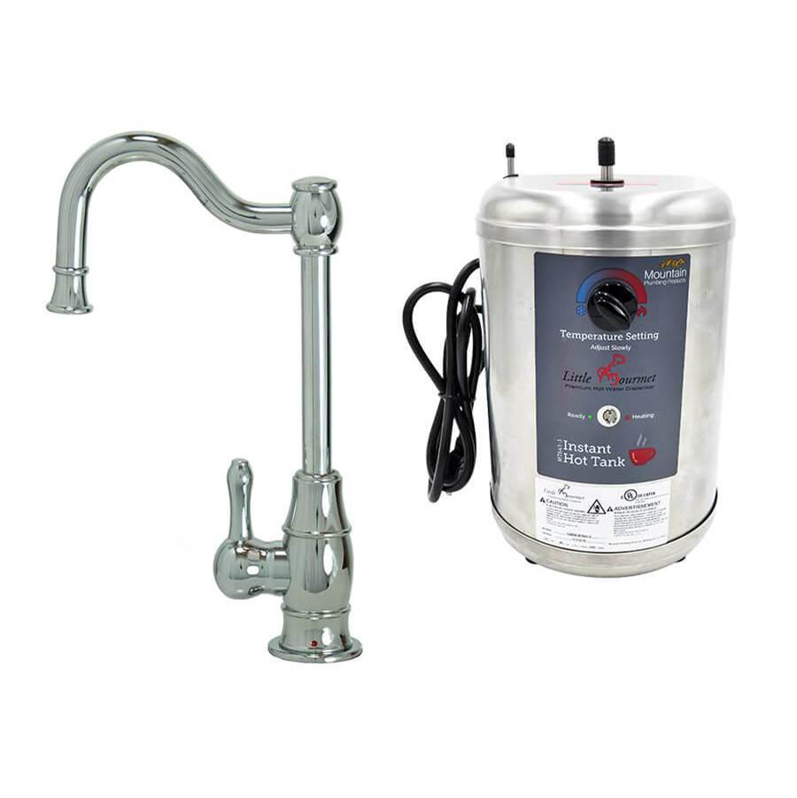 Mountain Plumbing - Hot Water Faucet with Traditional Double Curved Body & Curved Handle & Little Gourmet Premium Hot Water Tank - Polished Copper