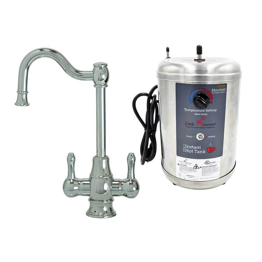 Mountain Plumbing - Hot & Cold Water Faucet with Traditional Double Curved Body & Curved Handles & Little Gourmet Premium Hot Water Tank