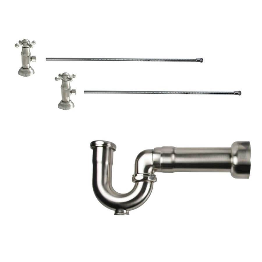 Mountain Plumbing - Lavatory Supply Kit - Brass Deluxe Cross Handle with 1/4 Turn Ceramic Disc Cartridge Valve (MT4004X-NL) - Angle, Massachusetts P-Trap - Pewter