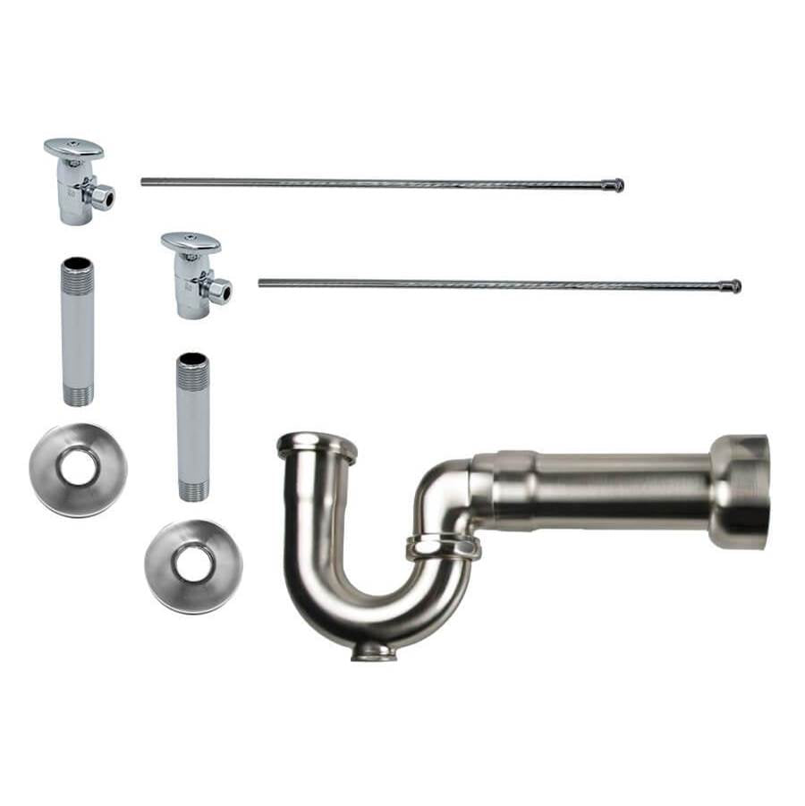 Mountain Plumbing - Lavatory Supply Kit - Brass Oval Handle with 1/4 Turn Ceramic Disc Cartridge Valve (MT6001-NL) - Angle, Massachusetts P-Trap