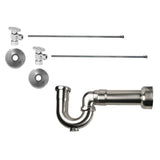 Mountain Plumbing - Lavatory Supply Kit - Brass Oval Handle with 1/4 Turn Ball Valve (MT403-NL) - Angle, Massachusetts P-Trap - Unlacquered Brass