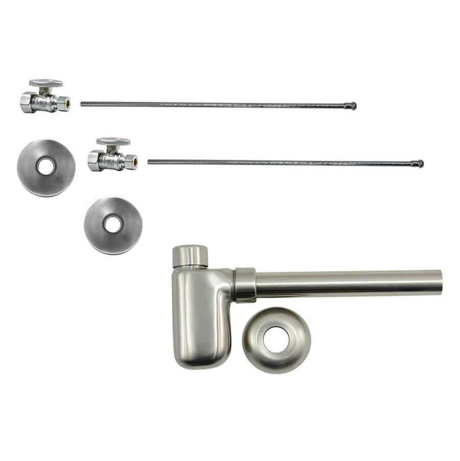 Mountain Plumbing - Lavatory Supply Kit - Brass Oval Handle with 1/4 Turn Ball Valve (MT410-NL) - Straight, Bottle Trap - Satin Gold
