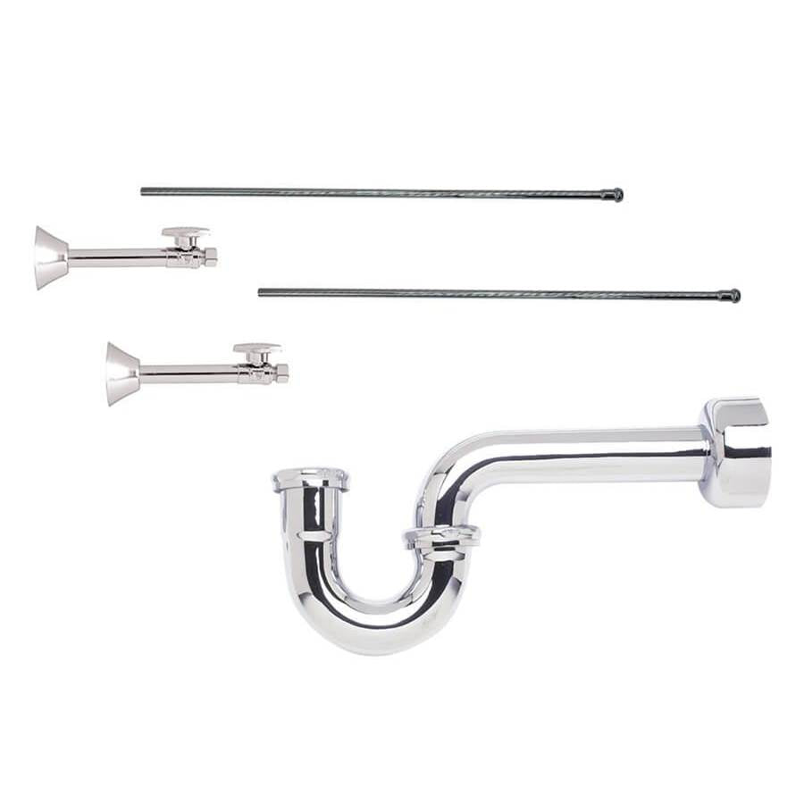 Mountain Plumbing - Lavatory Supply Kit - Brass Oval Handle with 1/4 Turn Ball Valve (MT317-NL) - Straight Sweat, P-Trap 1-1/2'' - Unlacquered Brass
