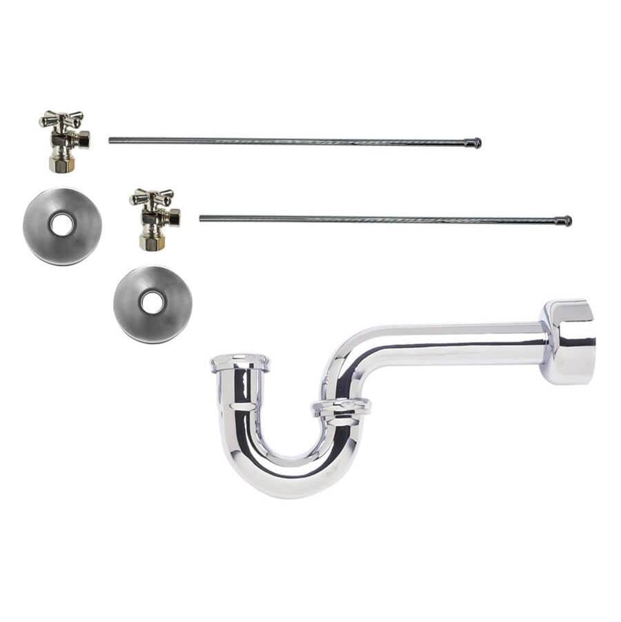 Mountain Plumbing - Lavatory Supply Kit - Brass Cross Handle with 1/4 Turn Ball Valve (MT621-NL) - Angle, P-Trap 1-1/2'' - French Gold