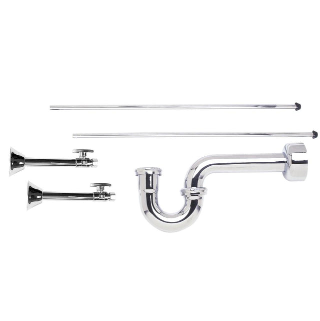 Mountain Plumbing - Lavatory Supply Kit - Brass Oval Handle with 1/4 Turn Ball Valve (MT317-NL) - Straight Sweat, P-Trap 1-1/4'' - Venetian Bronze