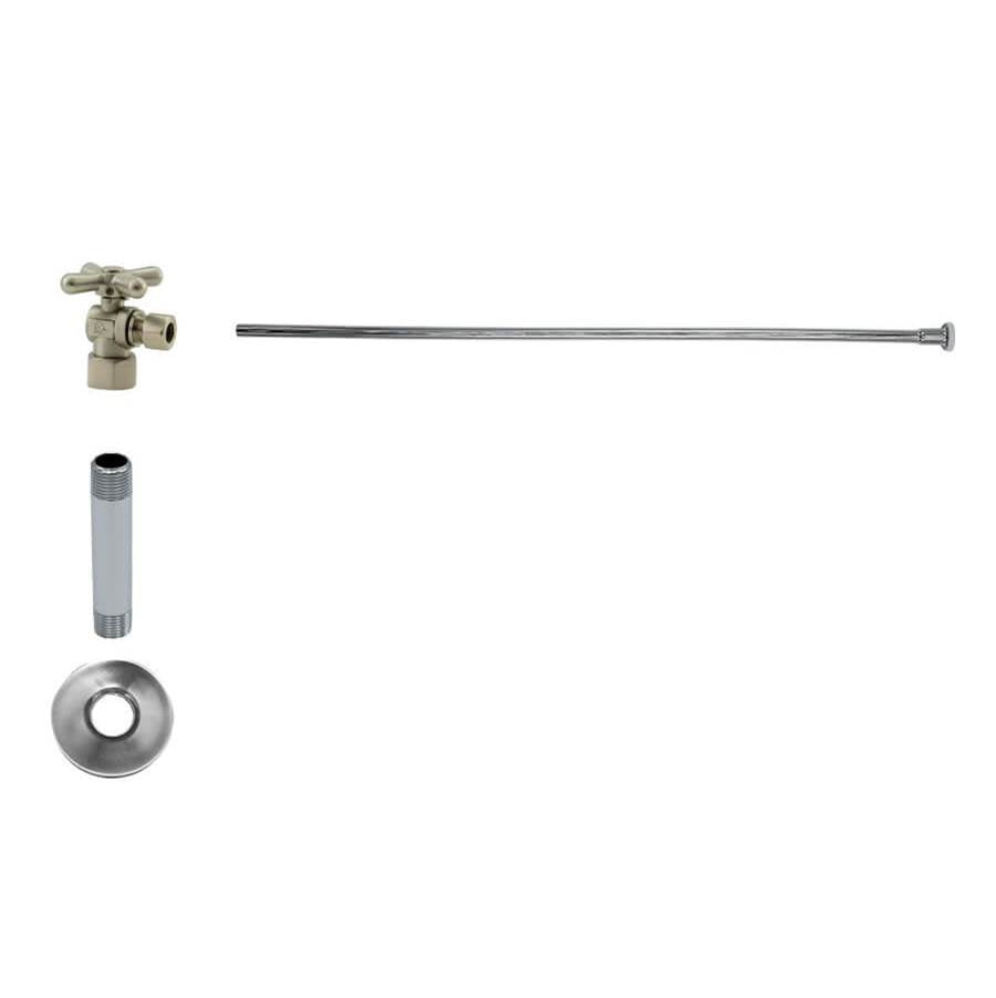 Mountain Plumbing - Toilet Supply Kit - Brass Cross Handle with 1/4 Turn Ball Valve (MT616-NL) - Angle, Flat Head Riser