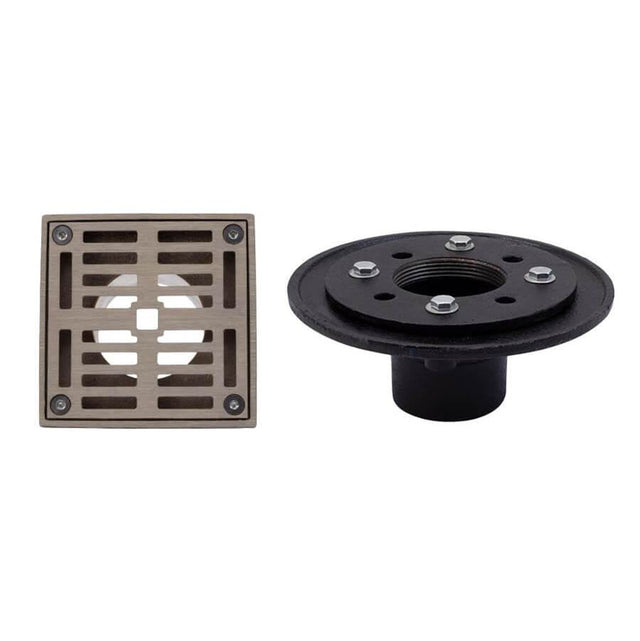 Mountain Plumbing - 4'' Square Complete Shower Drain - ABS - Polished Gold