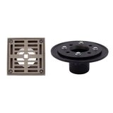Mountain Plumbing - 4'' Square Complete Shower Drain - Cast Iron - Satin Gold