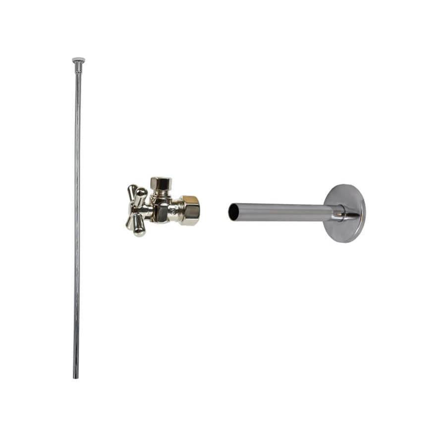 Mountain Plumbing - Toilet Supply Kit - Brass Cross Handle with 1/4 Turn Ball Valve (MT621-NL) - Angle, Cover Tube, Flat Head Riser - Satin Brass