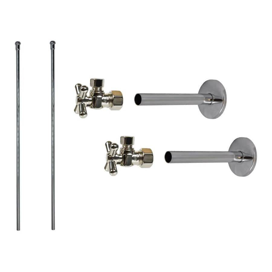 Mountain Plumbing - Lavatory Supply Kit - Brass Cross Handle with 1/4 Turn Ball Valve (MT621-NL) - Angle, Cover Tubes, No Trap - Polished Nickel