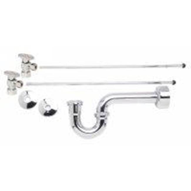 Mountain Plumbing - Lavatory Supply Kit - Brass Oval Handle with 1/4 Turn Ball Valve (MT403-NL) - Angle, P-Trap 1-1/2'' - Satin Brass