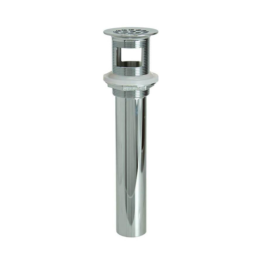 Mountain Plumbing - 20 Hole Brass Lavatory Grid Drain - 6'' Tailpiece with Overflow - Satin Chrome