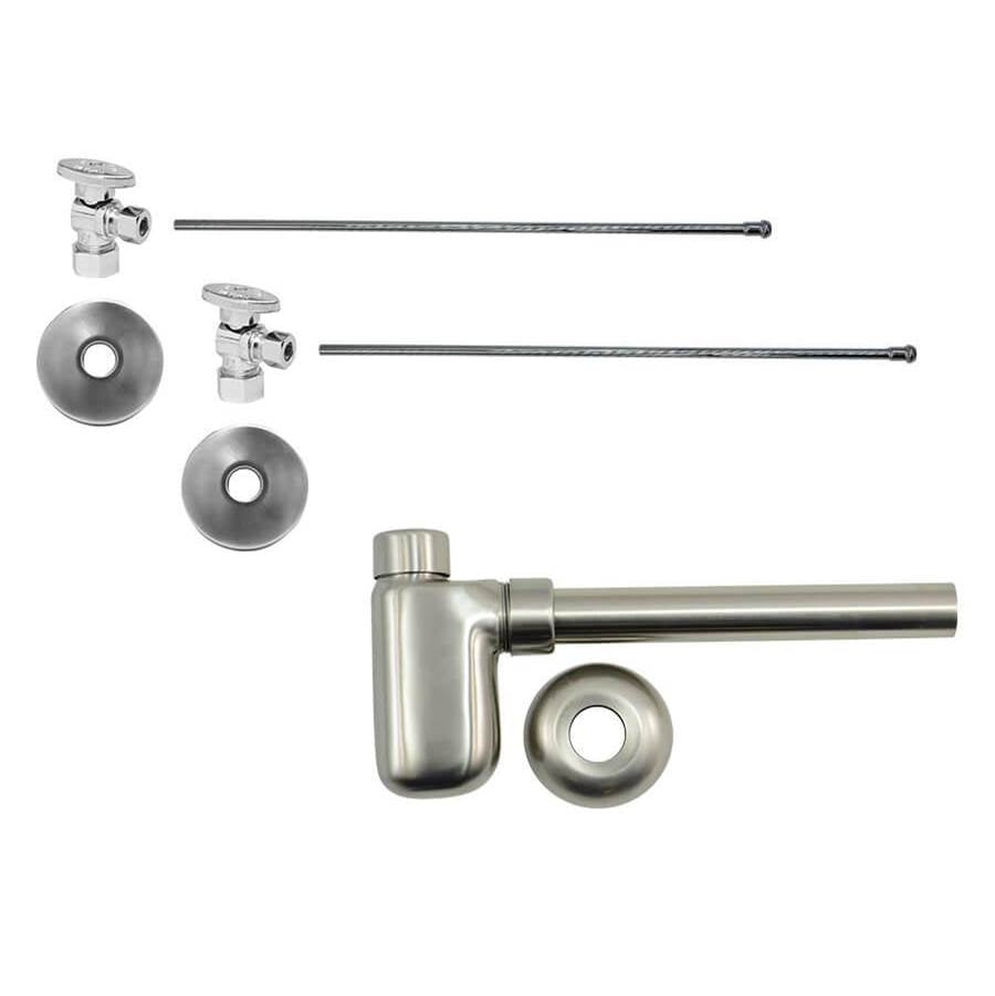 Mountain Plumbing - Lavatory Supply Kit - Brass Oval Handle with 1/4 Turn Ball Valve (MT403-NL) - Angle, Bottle Trap