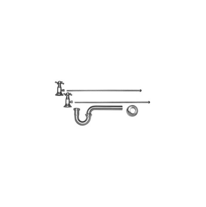 Mountain Plumbing - Lavatory Supply Kit - Brass Deluxe Cross Handle with 1/4 Turn Ceramic Disc Cartridge Valve (MT4004X-NL) - Angle, P-Trap 1-1/2'' - Unlacquered Brass