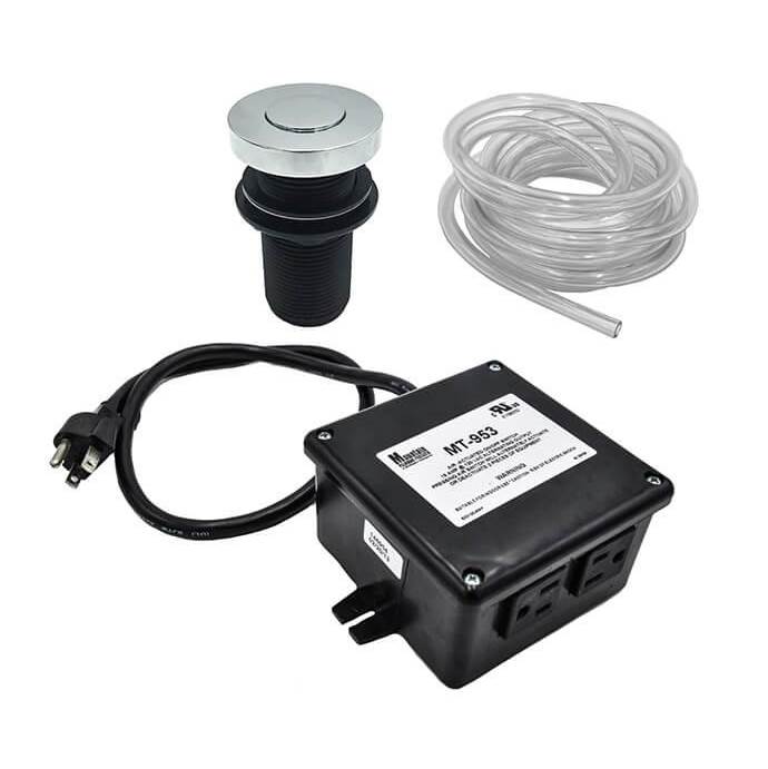 Mountain Plumbing - Round eDeluxe- Flush Waste Disposer Air Switch with Freedom Mount - Matte Black