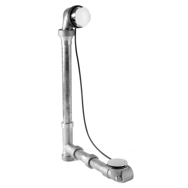 Mountain Plumbing - Brass Body Cable Operated Bath Waste & Overflow Drain with Patented Flexible Overflow Neck for 22'' Tub - White
