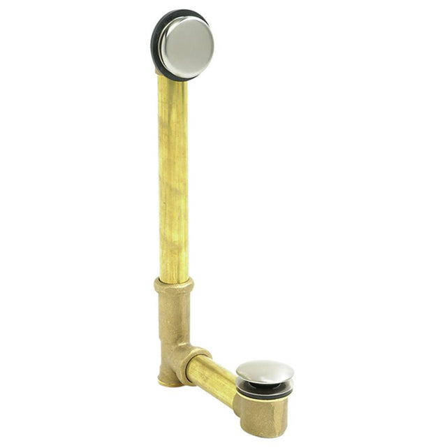 Mountain Plumbing - Soft Toe Touch Style Bath Waste & Overflow Drain (Brass Body) - For Center Drain Tubs - White