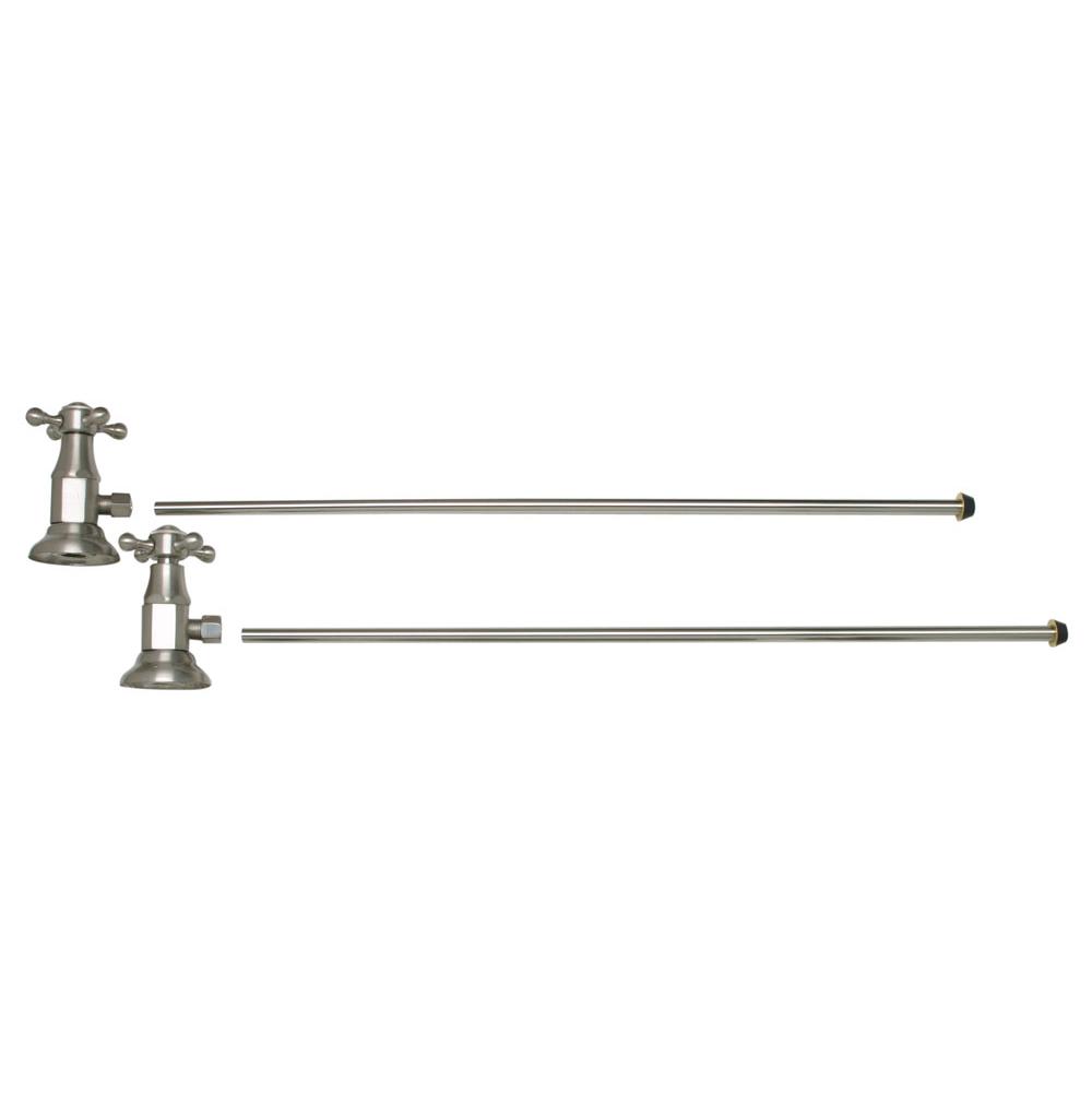 Mountain Plumbing - Lavatory Supply Kit - Brass Cross Handle with 1/4 Turn Ceramic Disc Cartridge Valve (MT 4004X-NL) - Angle, No Trap - Weathered Copper