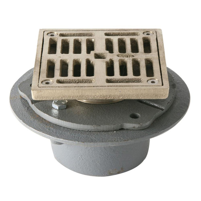 Mountain Plumbing - 4'' Square Complete Shower Drain - PVC - Venetian Bronze