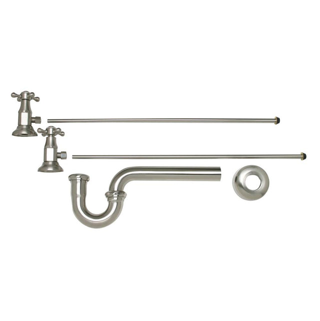 Mountain Plumbing - Lavatory Supply Kit - Brass Deluxe Cross Handle with 1/4 Turn Ceramic Disc Cartridge Valve (MT4004X-NL) - Angle, P-Trap 1-1/4'' - Weathered Copper